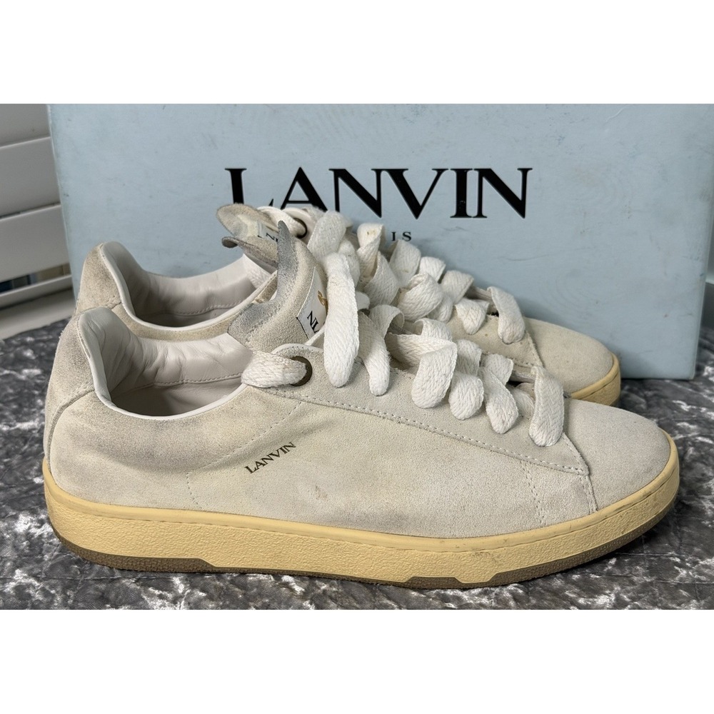 Lanvin Lite Curb Low Top Sneaker White Suede Made in Italy FM-SKDK0B-VESU-A23 44